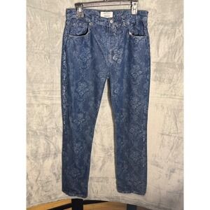 Reformation Cynthia Jeans Women's Blue Floral Print Straight Leg Denim Size 31